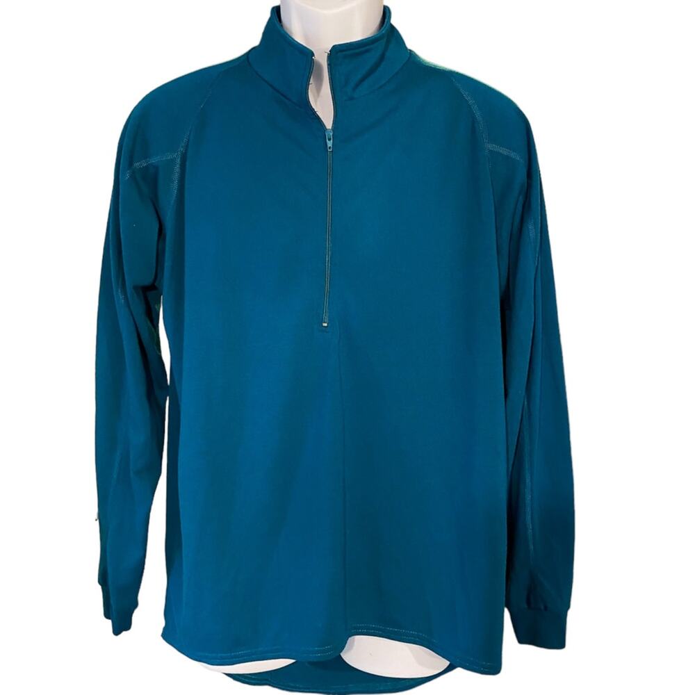 NASHBAR Men's Cycling Green Long Sleeve Half Zip Pullover Shirt ~ Size LARGE